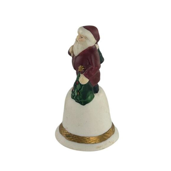Vintage Miniature Porcelain Santa Bell By Russ Berrie Christmas Decor - Picture 7 of 16